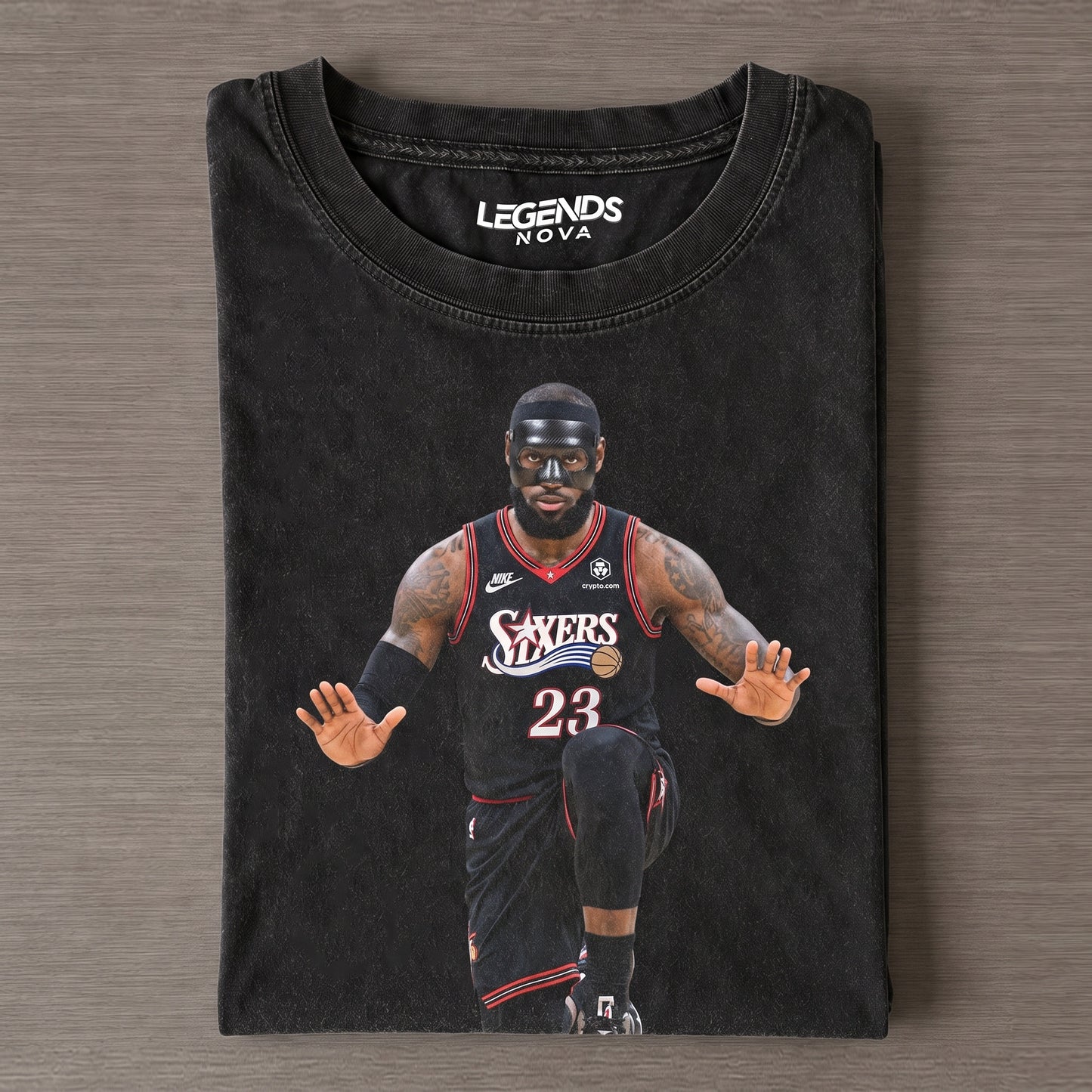 LeBron James Black Mask 2.0 76ers Vintage Graphic Tee