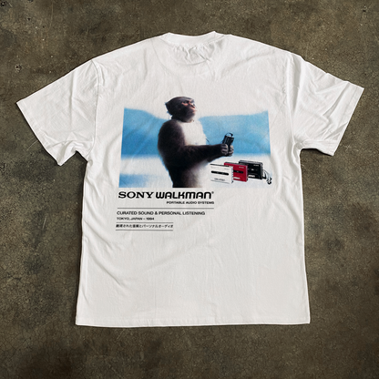 1988 Sony 'Meditating Monkey' White Heavyweight Faded Tee
