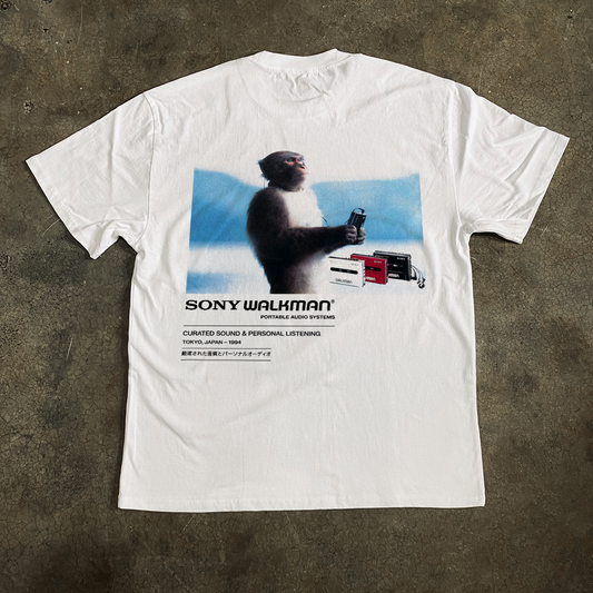 1988 Sony 'Meditating Monkey' White Heavyweight Faded Tee