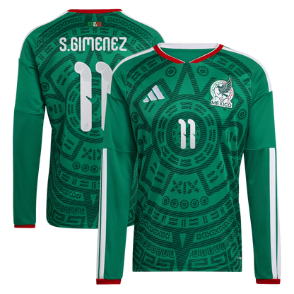 Santiago Gimenez Mexico National Team 2026  Home Replica Long Sleeve Jersey - Green