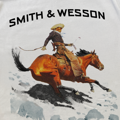 Smith And Wesson 'Cowboy' Heavyweight White T-Shirt