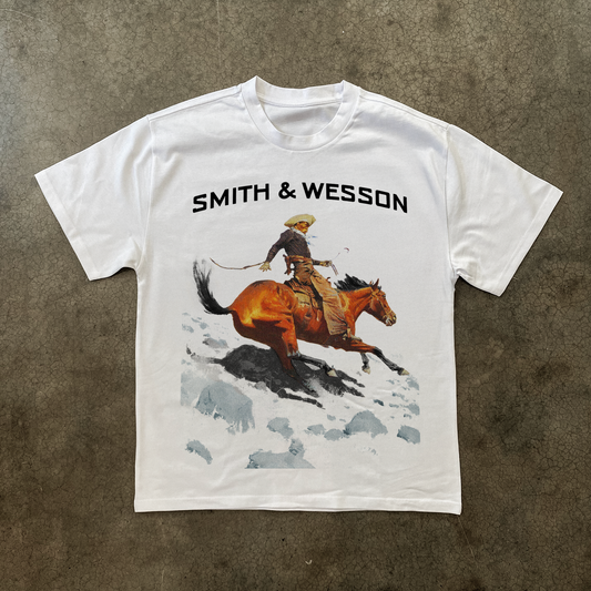 Smith And Wesson 'Cowboy' Heavyweight White T-Shirt