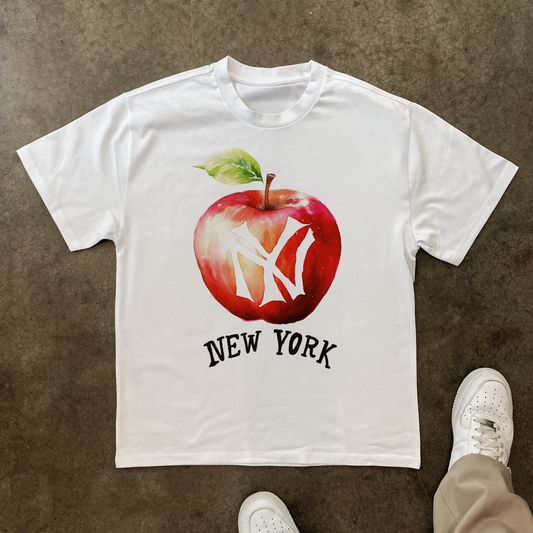 Ny 'Big Apple' Heavyweight White T-Shirt