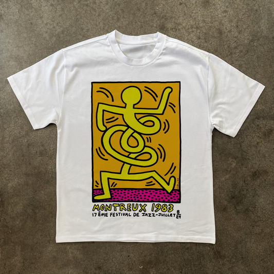 Retro 1983 'K. Haring' Montreux Heavyweight White T-Shirt