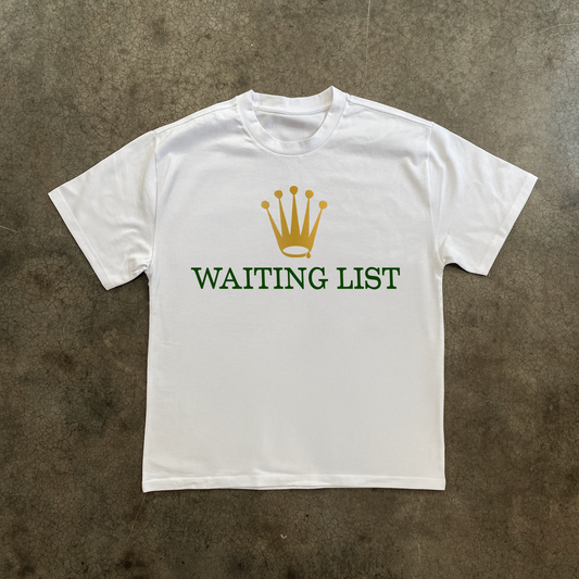 'Waiting List' Heavyweight White T-Shirt