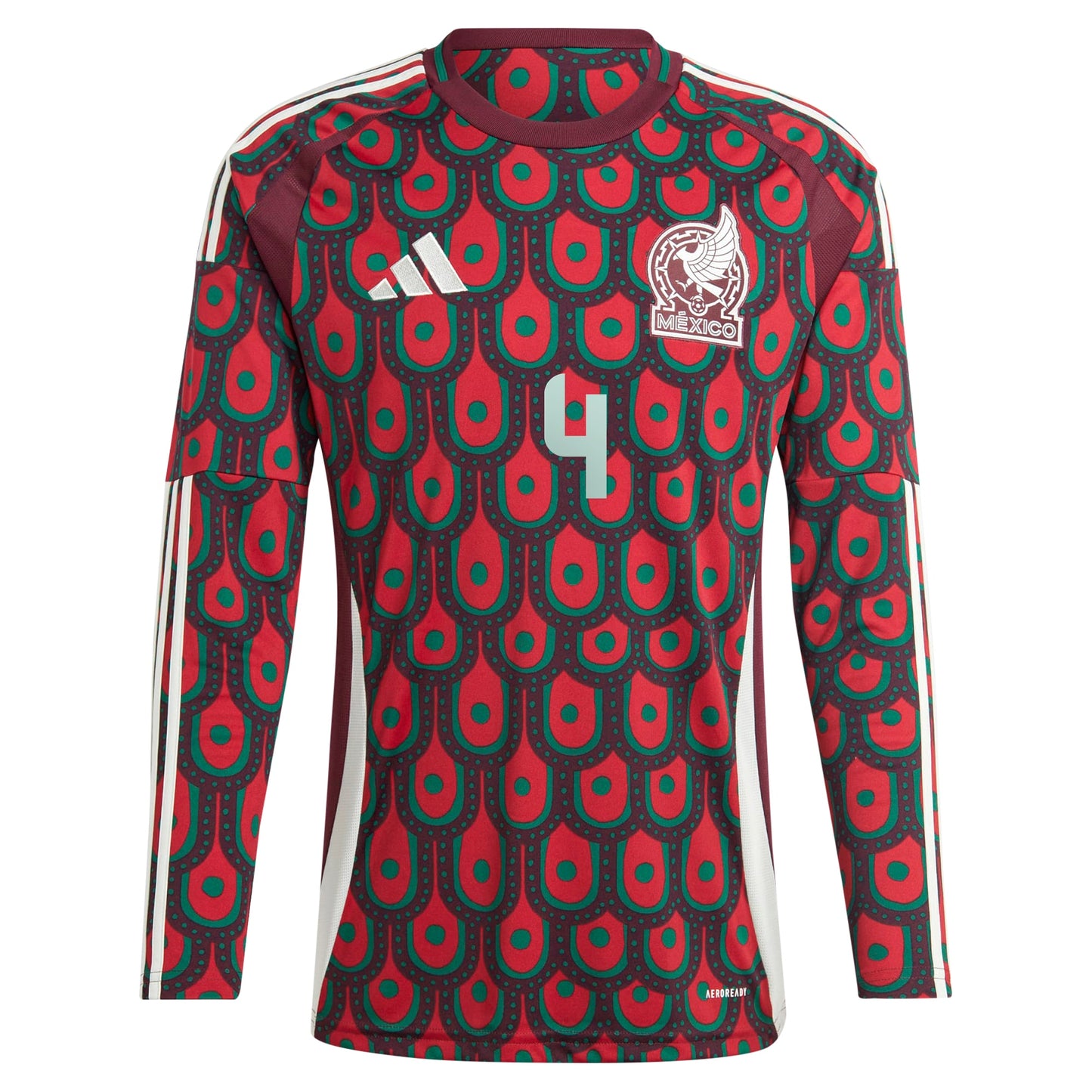Edson Alvarez Mexico National Team 2024 Home Replica Player Long Sleeve Jersey - Burgundy