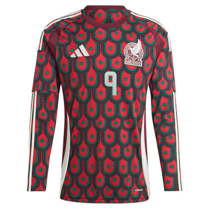 Raul Jimenez Mexico National Team 2024 Home Replica Player Long Sleeve Jersey - Burgundy
