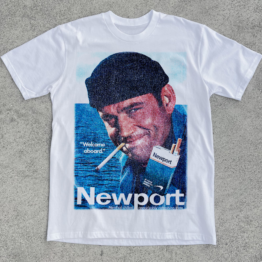 Newport Welcome Aboard White Heavy Weight T-Shirt
