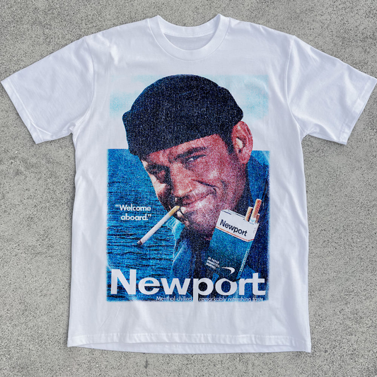 Newport Welcome Aboard White Heavy Weight T-Shirt