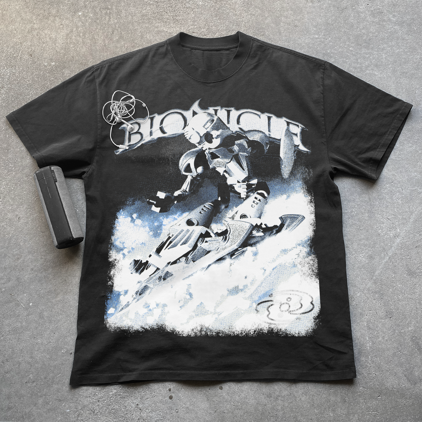 Bionicle 'Snow' Kopaka Heavyweight Washed Black T-Shirt
