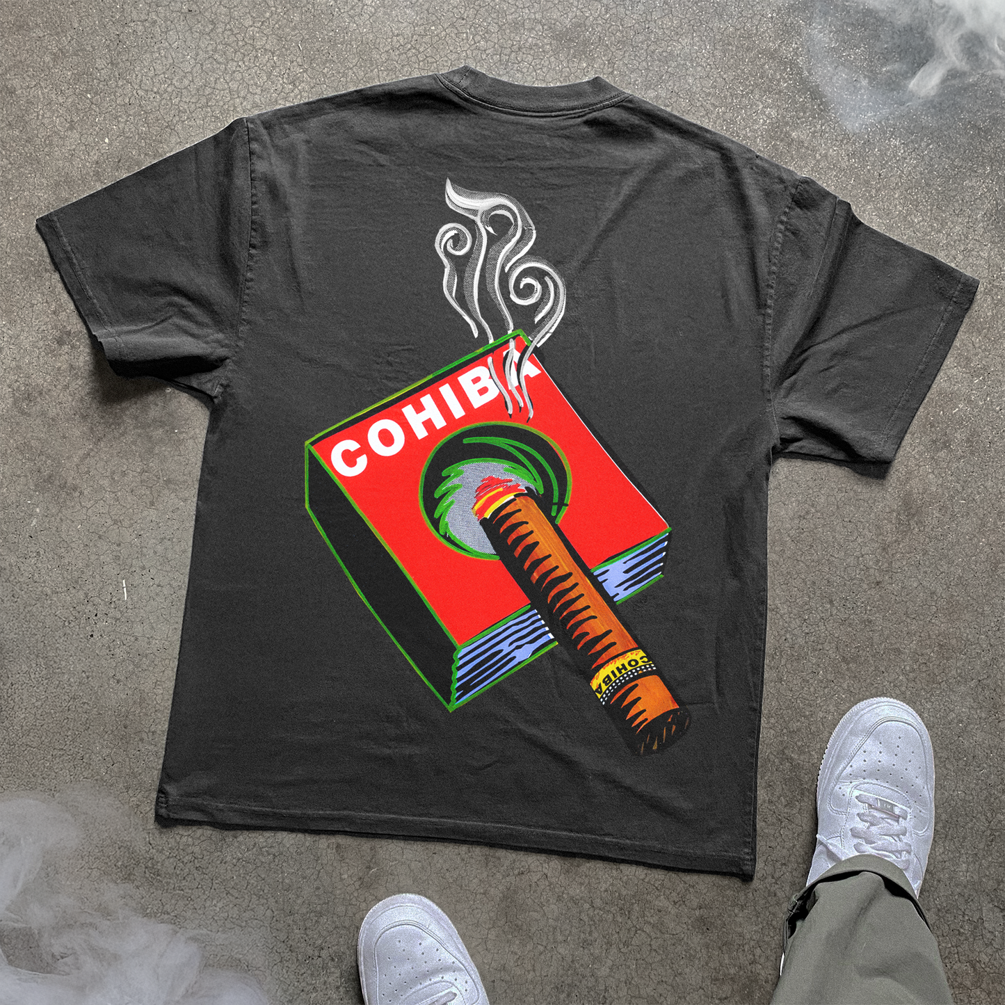 Cohiba Cigars 'Smoke' Heavyweight Washed Black T-Shirt