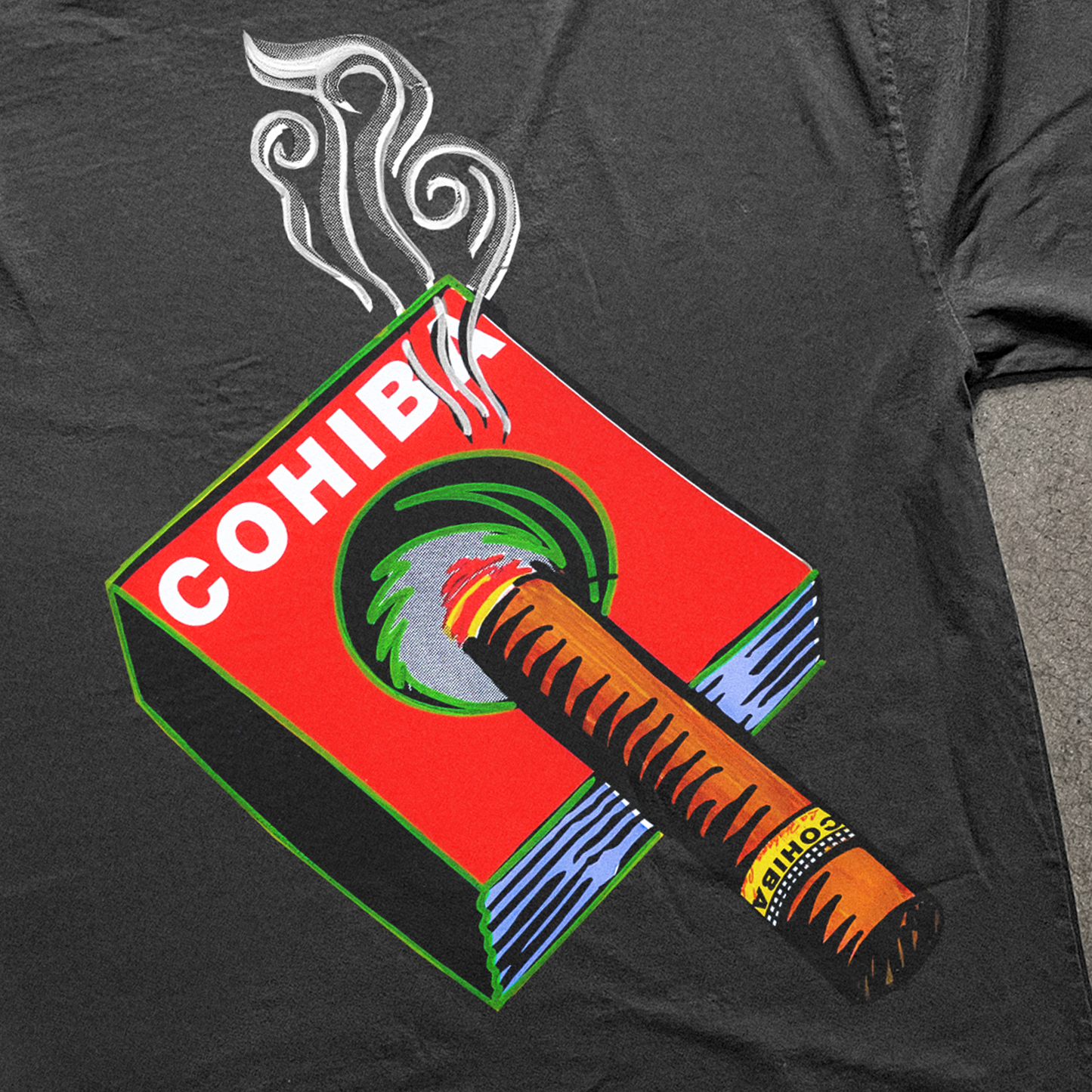 Cohiba Cigars 'Smoke' Heavyweight Washed Black T-Shirt