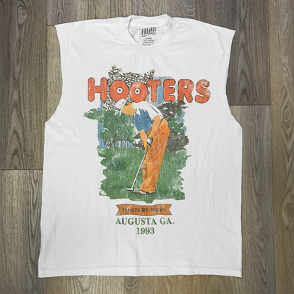 Hooters Match Week 'Augusta' 93 Heavyweight White Cut-Off T-Shirt