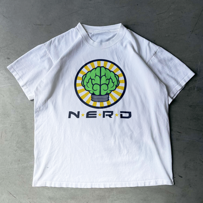 Retro N.E.R.D. '02 Merch 'Brain Logo' Heavyweight White T-Shirt
