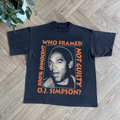 Rare Vintage Oj Simpson 'Who Framed Oj' 1995 Heavyweight Black T-Shirt