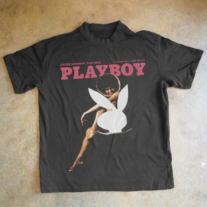1971 Playboy 'Bunny Chair' Heavyweight Black T-Shirt