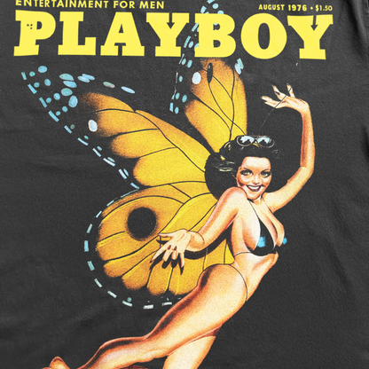Playboy August 1976 'Butterfly' Black Heavyweight T-Shirt
