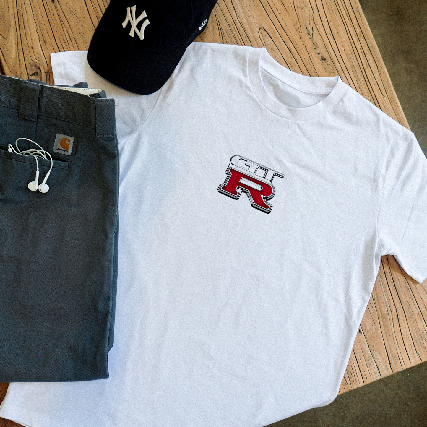 'Gtr Skyline' Heavyweight White T-Shirt