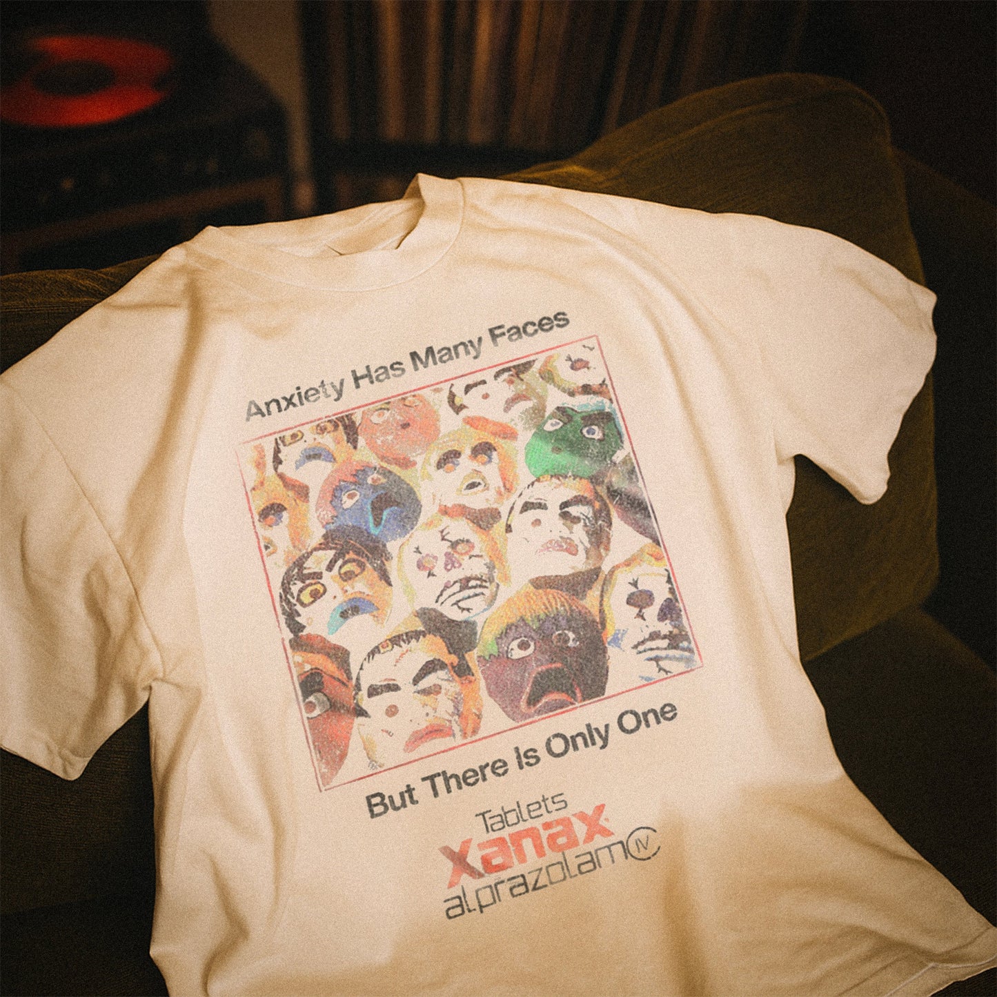 'Anxiety Has Many Faces' Bone Heavy Weight T-Shirt