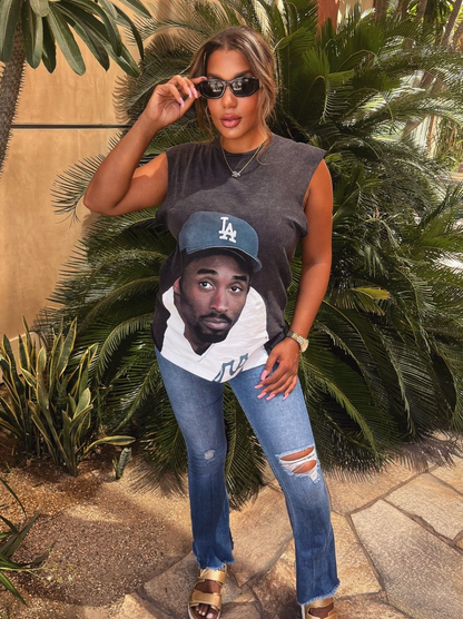 24 Dodgers 'Bean' Kobe Black Cut-Off T-Shirt