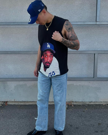 24 Dodgers 'Bean' Kobe Black Cut-Off T-Shirt