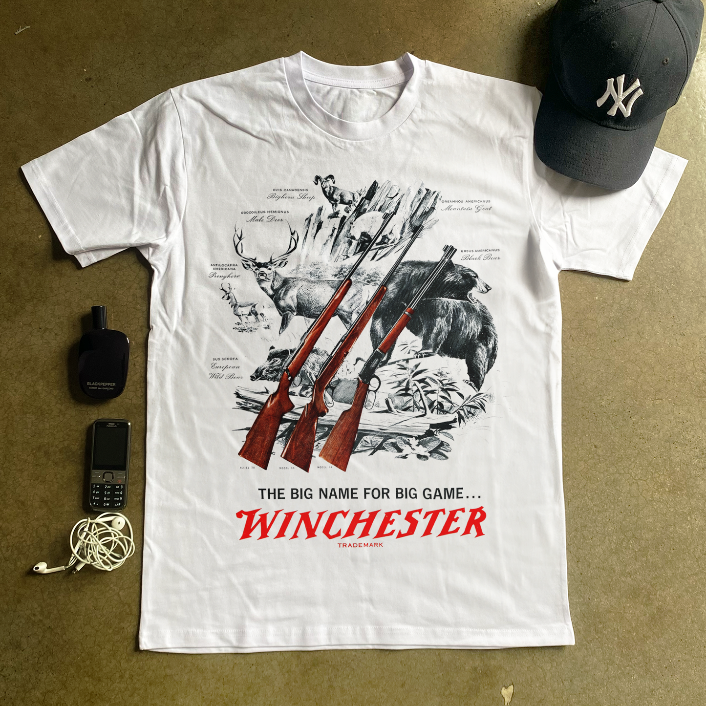 Winchester 'Big Game' Heavyweight White T-Shirt