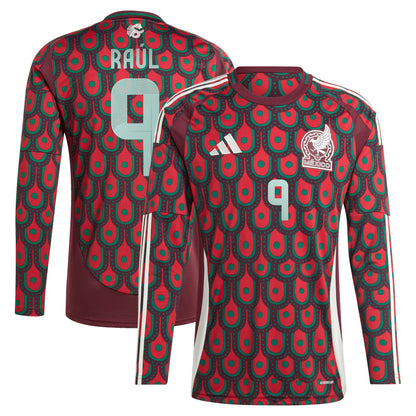 Raul Jimenez Mexico National Team 2024 Home Replica Player Long Sleeve Jersey - Burgundy