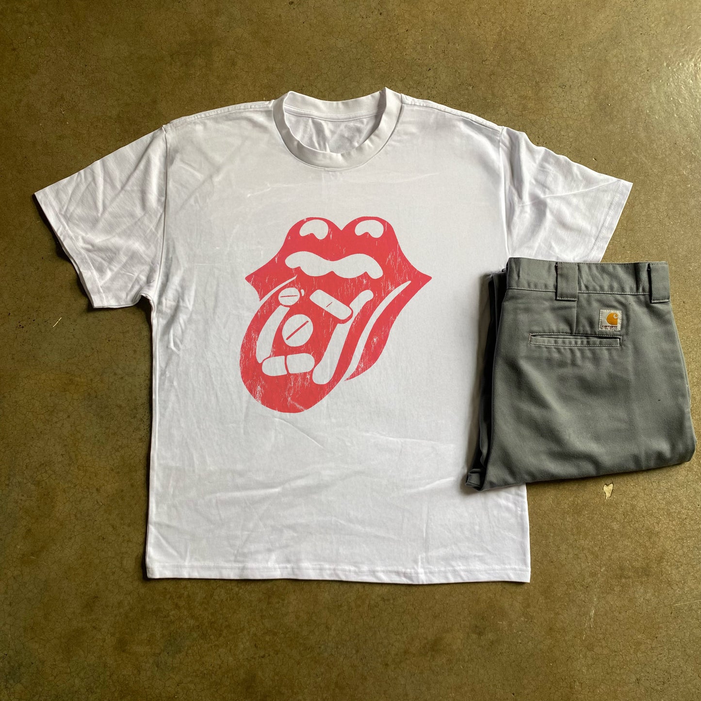 Rolling On Drugs Heavyweight White T-Shirt