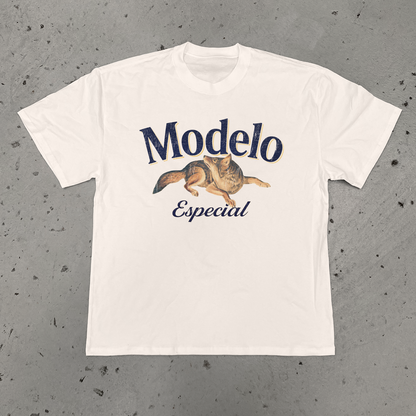 Modelo 'Wolf' Heavyweight Faded Bone Tee