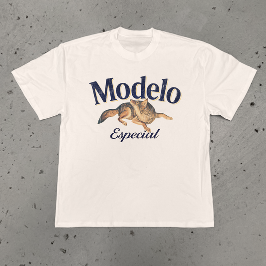 Modelo 'Wolf' Heavyweight Faded Bone Tee
